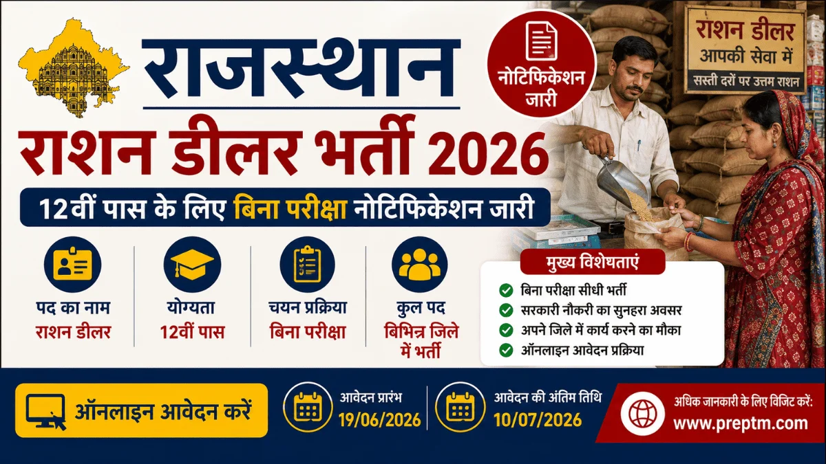 Rajasthan Ration Dealer Recruitment 2026: 12th Pass Vacancy Without Exam